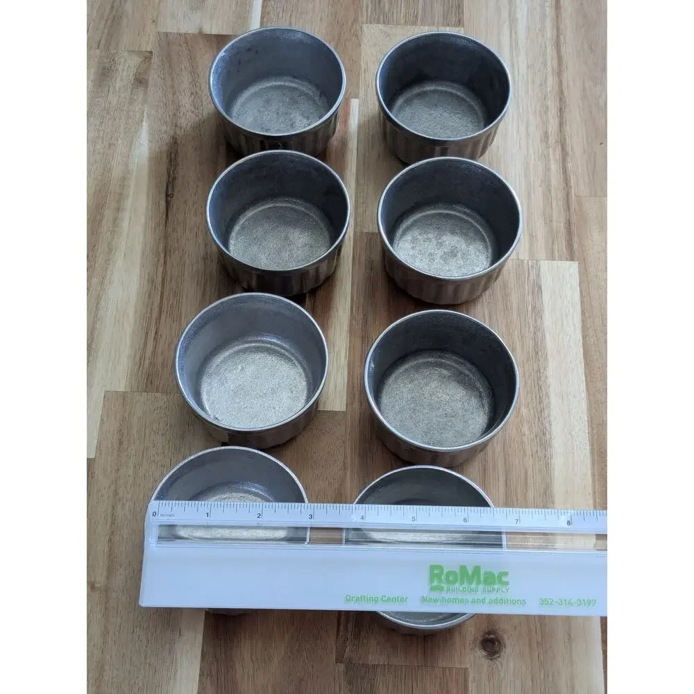 Vintage Pewtarex York PA Pewter Ramekins Set of 8 Fluted Bowls Souffle Dishes 3